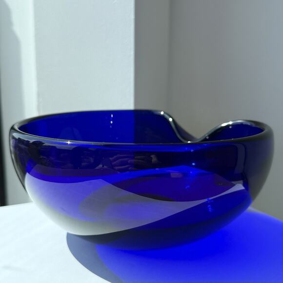 Elsa Peretti For Tiffany & Co. Cobalt Blue Murano Glass Thumbprint Bowl Italy - Picture 5 of 16